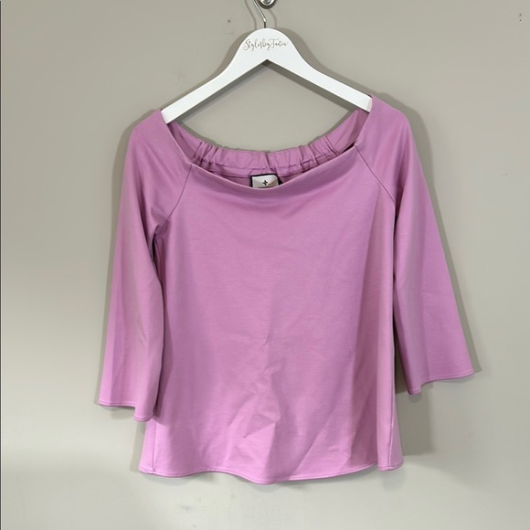 Tuckernuck Miranda Off The Shoulder Blouse Lilac Purple Long Sleeve Sz S - Picture 4 of 11